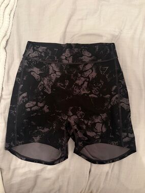 Gymshark Black & Charcoal Patterned Women's Athletic Shorts